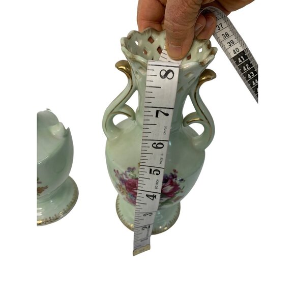 VTG French Bouquet NW-FB Porcelain Vases 8.0" Tall Floral Design 7301 Japan - Picture 2 of 9